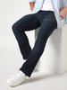 Men's Dark Blue Bootcut Fit Mid Rise Heavy Washed Jeans Stretchable