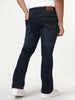 Men's Dark Blue Bootcut Fit Mid Rise Heavy Washed Jeans Stretchable