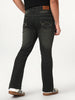 Men's Dark Grey Bootcut Fit Mid Rise Heavy Washed Jeans Stretchable