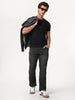 Men's Dark Grey Bootcut Fit Mid Rise Heavy Washed Jeans Stretchable