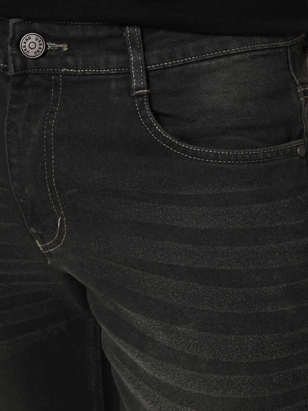 Men's Dark Grey Bootcut Fit Mid Rise Heavy Washed Jeans Stretchable