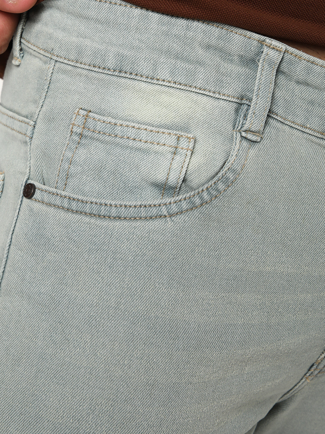Men's Ice Grey Bootcut Fit Mid Rise Heavy Washed Jeans Stretchable