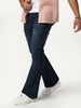 Men's Blue Bootcut Fit Mid Rise Heavy Washed Jeans Stretchable