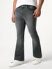 Men's Grey Bootcut Fit Mid Rise Heavy Washed Jeans Stretchable