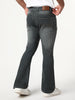 Men's Grey Bootcut Fit Mid Rise Heavy Washed Jeans Stretchable