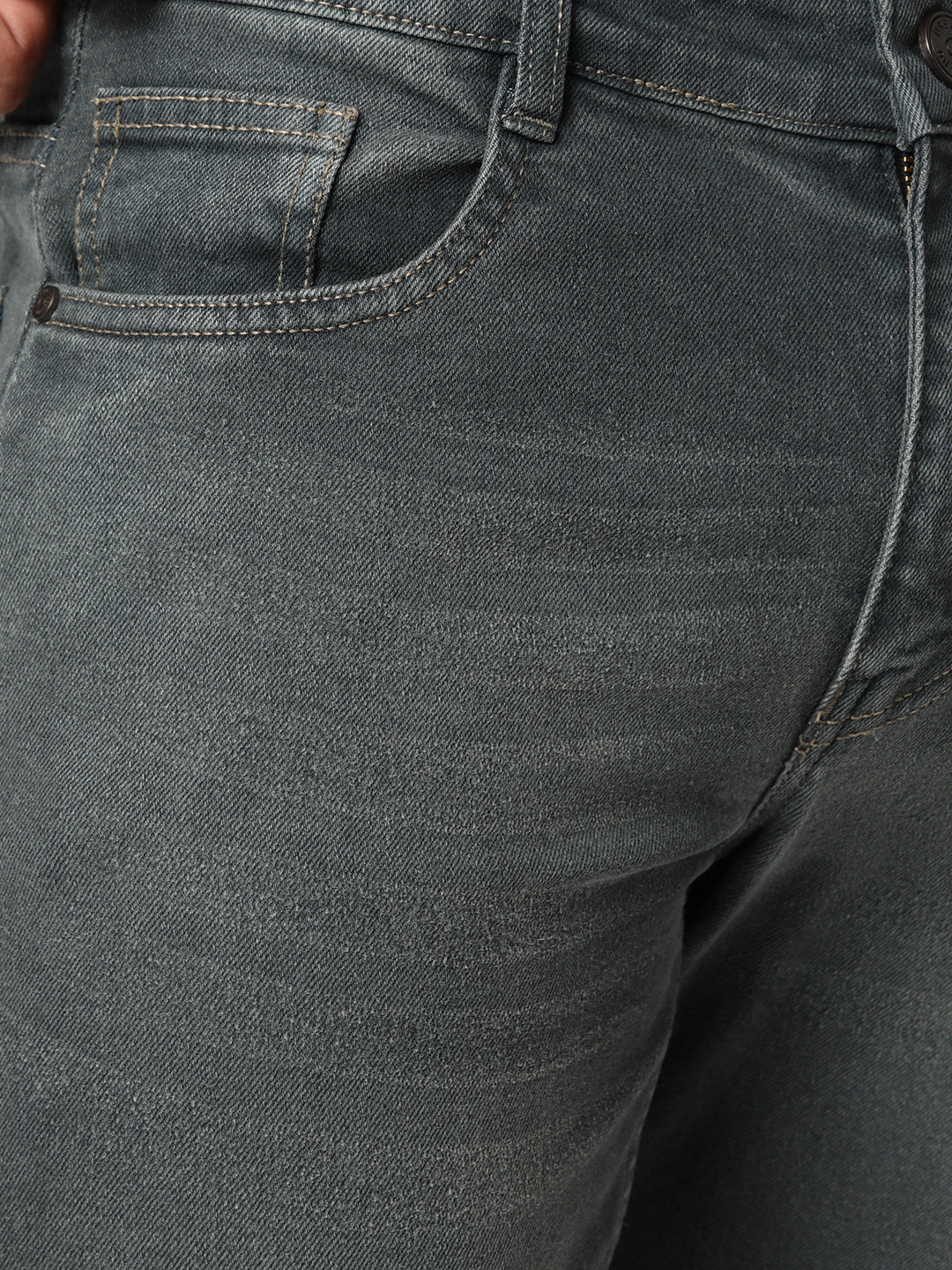 Men's Grey Bootcut Fit Mid Rise Heavy Washed Jeans Stretchable