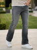 Men's Grey Bootcut Fit Mid Rise Heavy Washed Jeans Stretchable