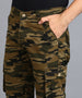 Men's Green Regular Fit Military Camouflage Cargo Chino Pant with 6 Pockets