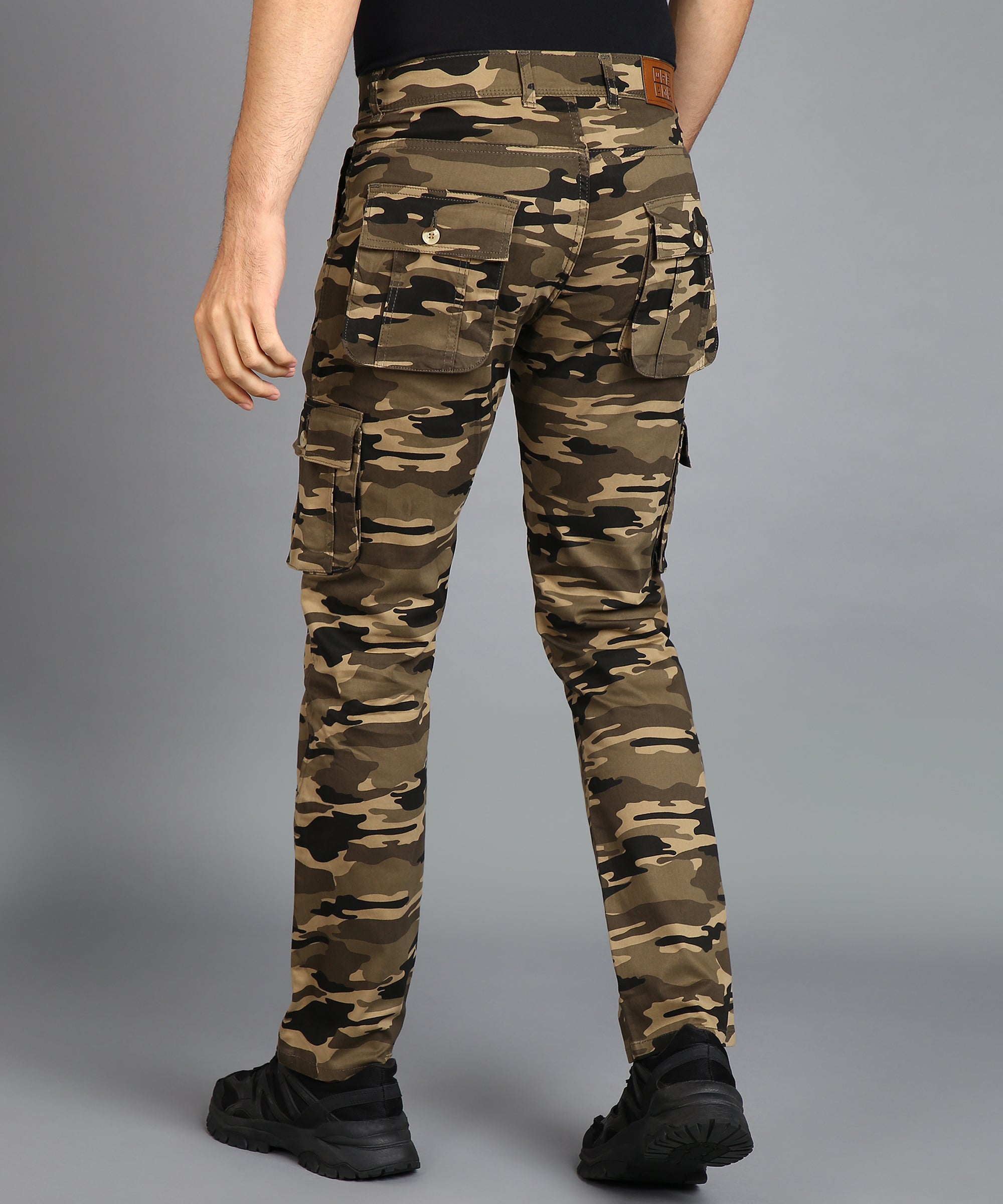 Men's Khaki Regular Fit Military Camouflage Cargo Chino Pant with 6 Pockets