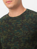 Men's Olive Green, Khaki Military Camouflage Printed Slim Fit Full Sleeve Cotton T-Shirt
