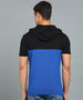 Urbano Fashion Men's Black, Royal Blue Cotton Slim Fit Half Sleeve Hooded T-Shirt
