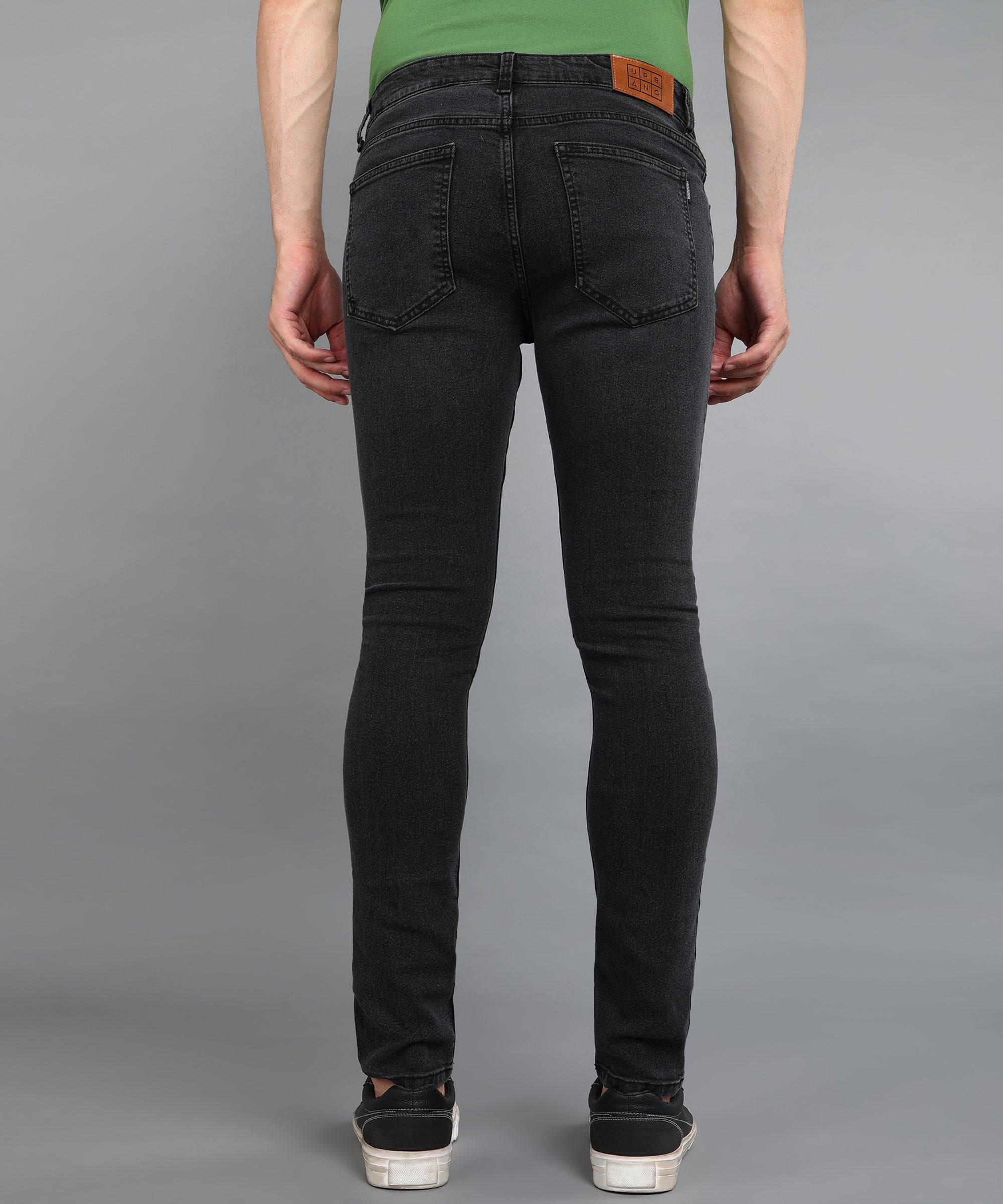 Urbano Fashion Men's Dark Grey Regular Fit Washed Jeans Stretchable