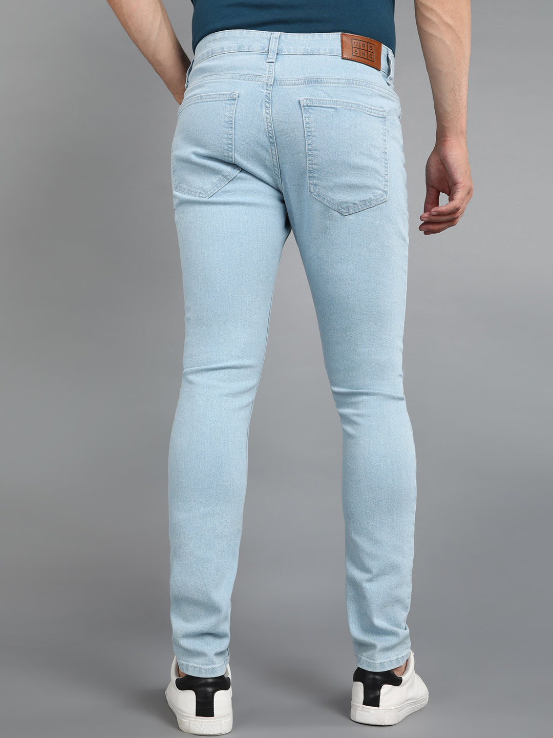 Men's Ice Blue Regular Fit Washed Jeans Stretchable