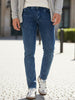 Men's Carbon Blue Regular Fit Washed Jeans Stretchable