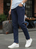 Men's Dark Blue Regular Fit Washed Jeans Stretchable
