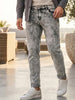 Men's Ice Grey Regular Fit Washed Jeans Stretchable