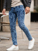 Men's Blue Regular Fit Washed Jeans Stretchable