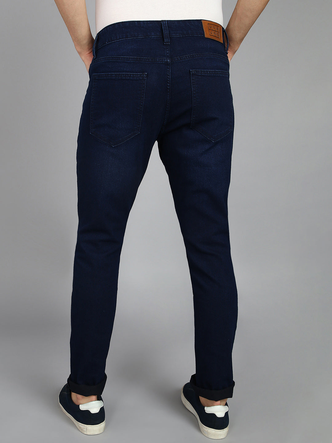 Men's Carbon Blue Regular Fit Washed Jeans Stretchable