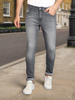 Men's Light Grey Regular Fit Washed Jeans Stretchable