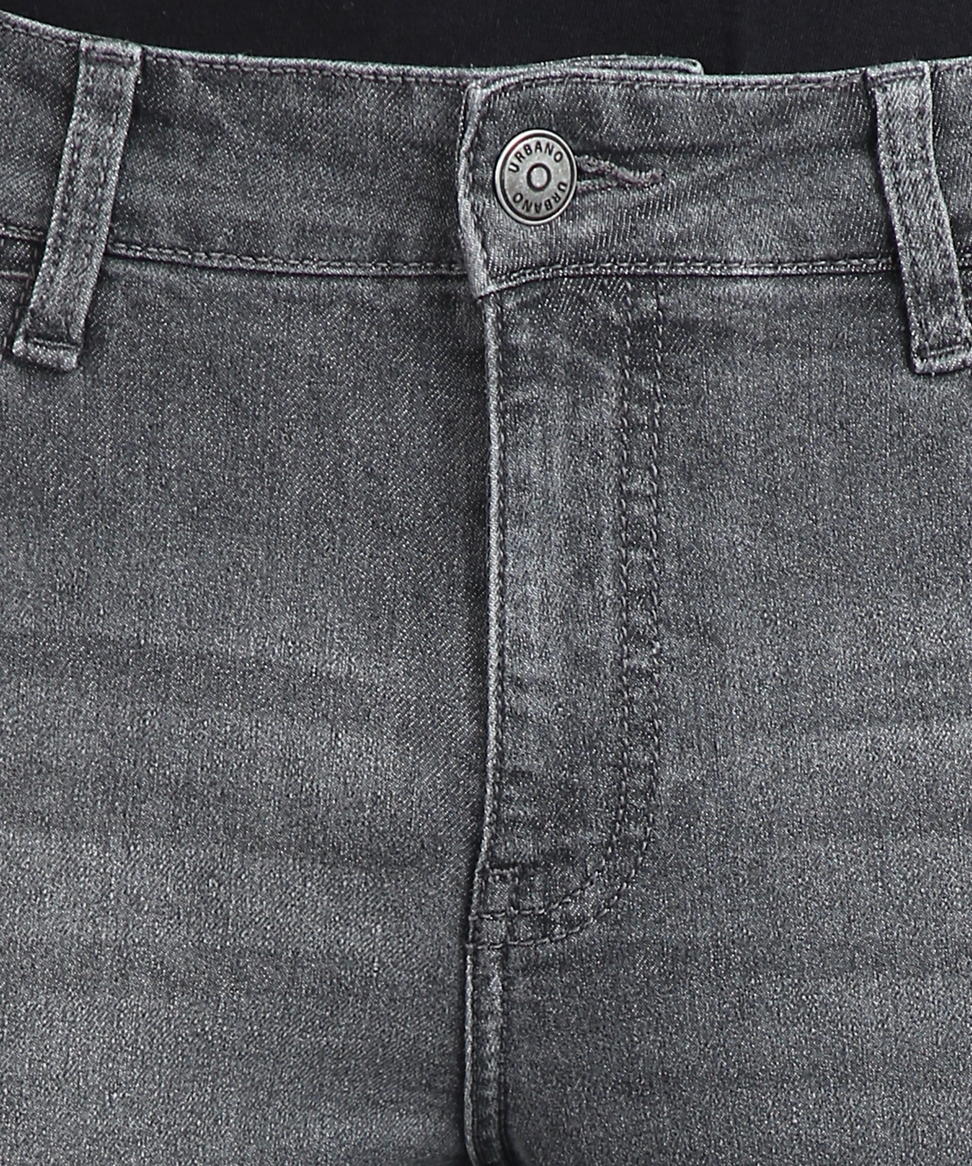 Men's Grey Regular Fit Washed Jeans Stretchable