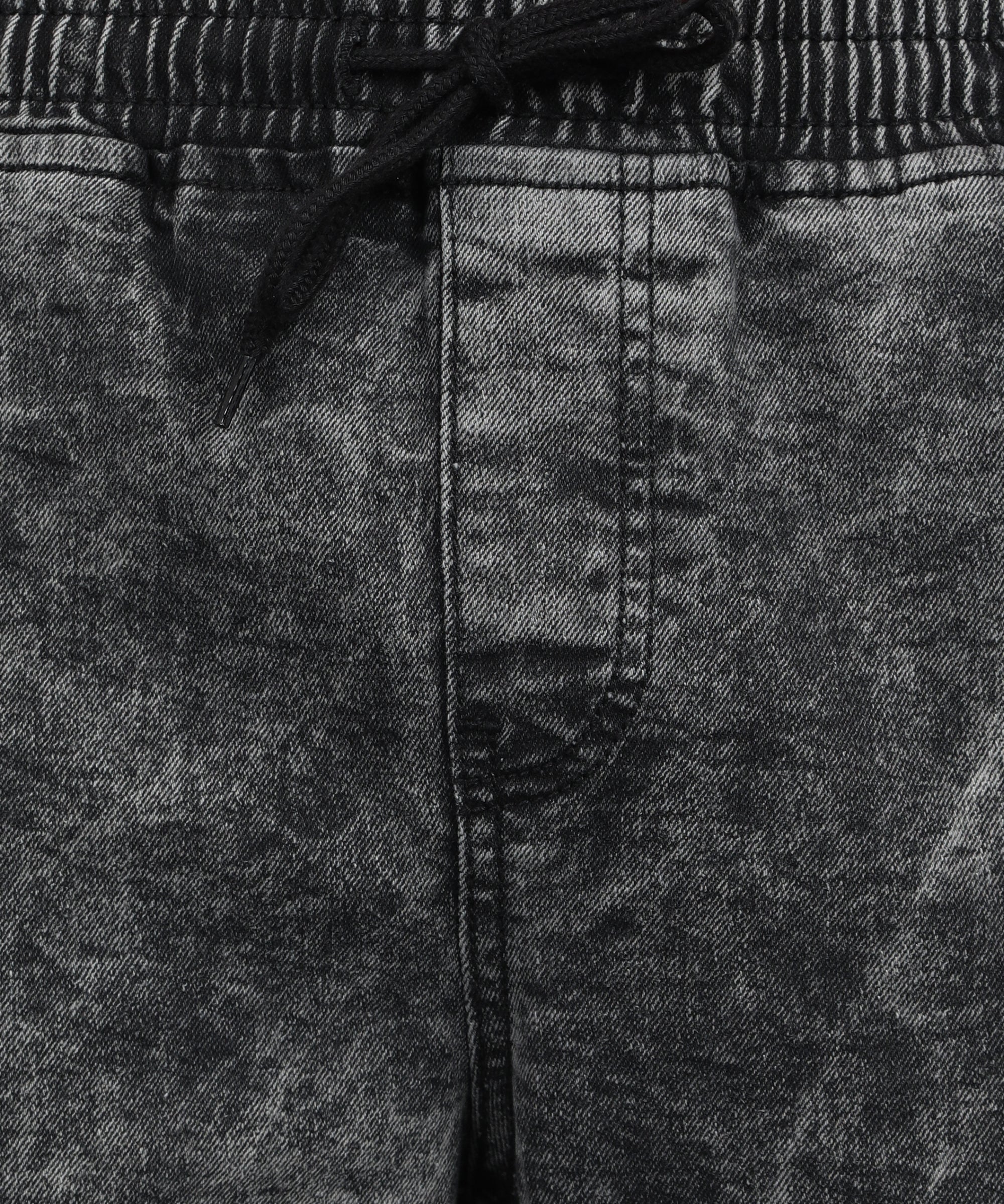 Men's Dark Grey Regular Fit Washed Jogger Jeans Stretchable