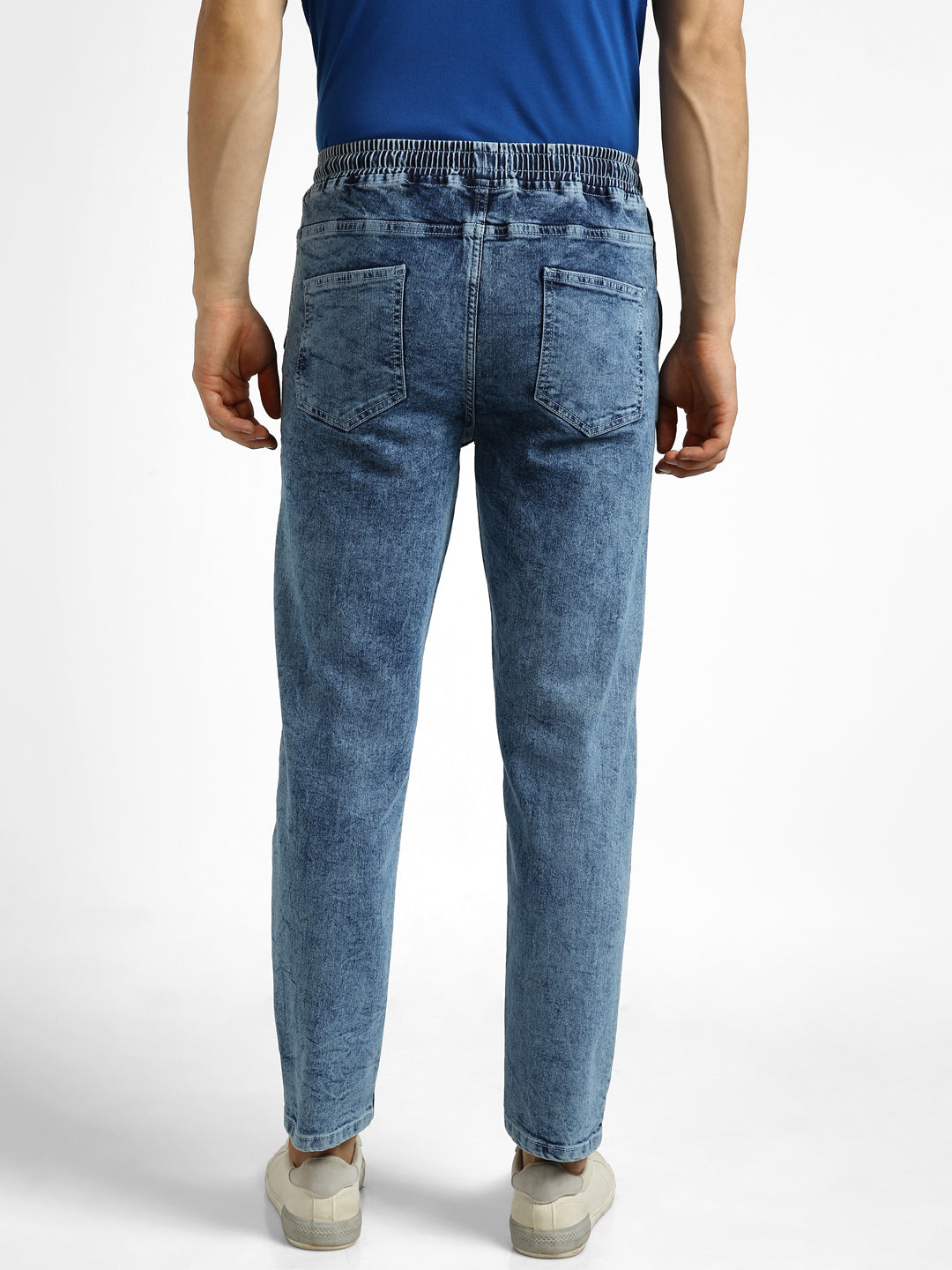 Men's Light Blue Regular Fit Washed Jogger Jeans Stretchable