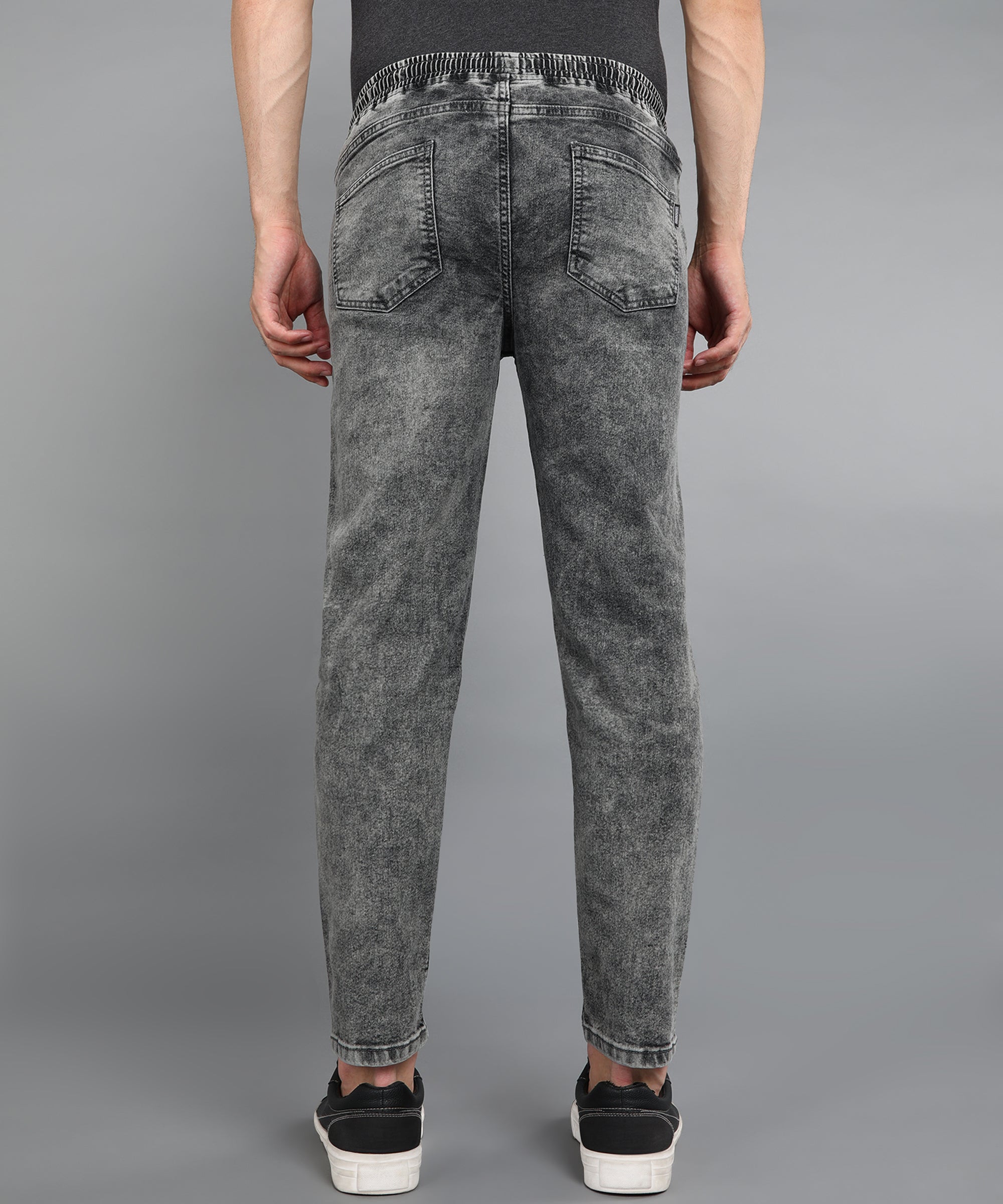 Men's Grey Regular Fit Washed Jogger Jeans Stretchable