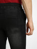 Men's Black Regular Fit Washed Jogger Jeans Stretchable