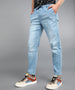 Urbano Fashion Men's Light Blue Regular Fit Washed Jogger Jeans Stretchable