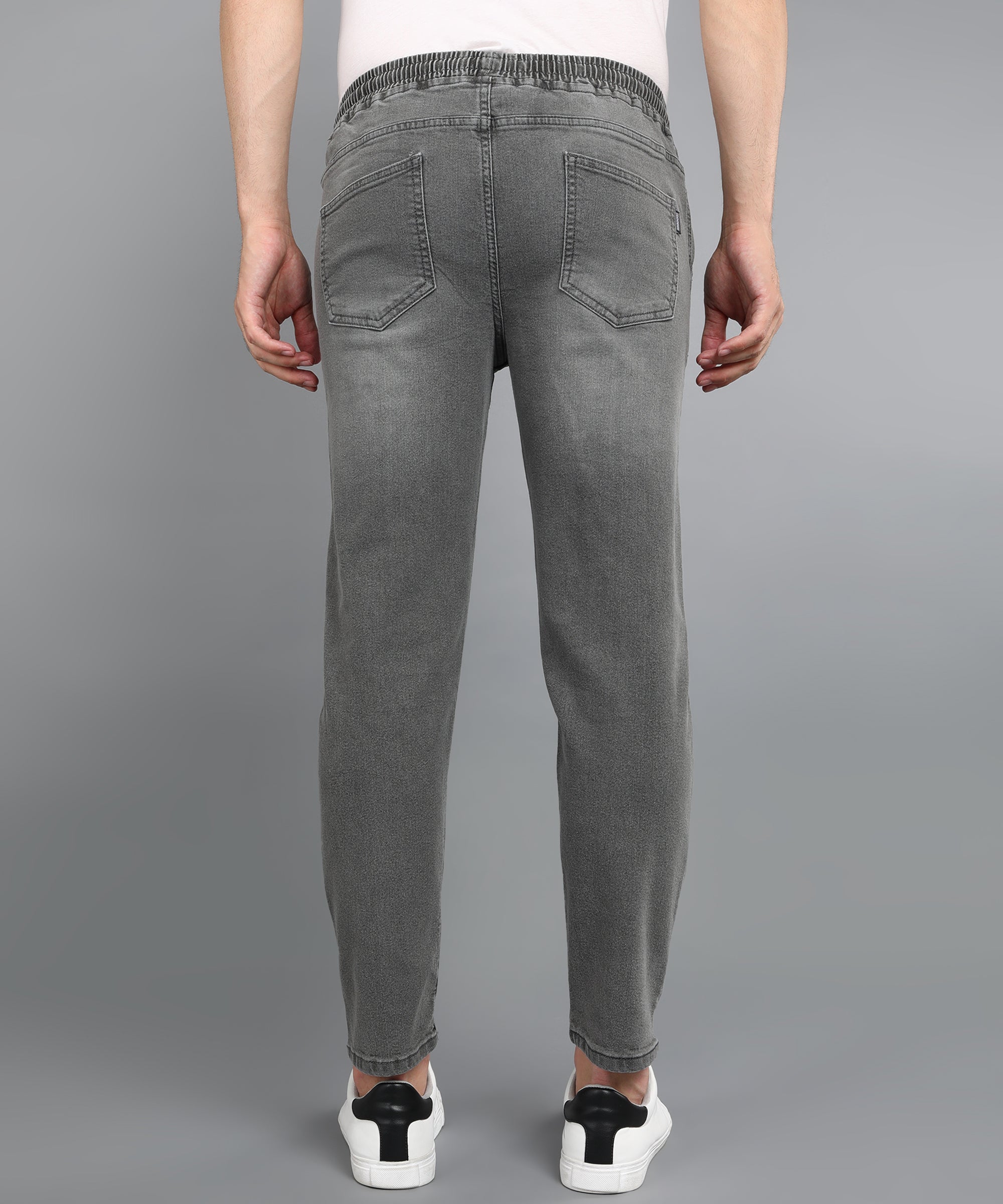 Men's Light Grey Regular Fit Washed Jogger Jeans Stretchable