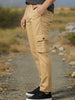 Men's Beige Regular Fit Solid Cargo Chino Pant with 6 Pockets