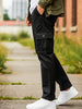 Men's Black Regular Fit Solid Cargo Chino Pant with 6 Pockets