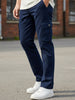 Men's Navy Blue Regular Fit Solid Cargo Chino Pant with 6 Pockets