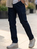 Men's Navy Blue Regular Fit Solid Cargo Chino Pant with 6 Pockets