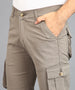 Men's Grey Regular Fit Solid Cargo Chino Pant with 6 Pockets
