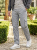 Men's Light Blue Regular Fit Solid Cargo Chino Pant with 6 Pockets