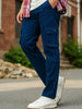 Men's Royal Blue Regular Fit Solid Cargo Chino Pant with 6 Pockets