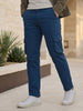 Men's Royal Blue Regular Fit Solid Cargo Chino Pant with 6 Pockets