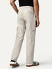 Men's Beige Straight Fit Linen Cargo Pants with 6 Pockets