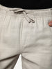 Men's Beige Straight Fit Linen Cargo Pants with 6 Pockets