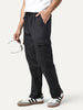 Men's Black Straight Fit Linen Cargo Pants with 6 Pockets