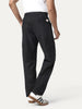 Men's Black Straight Fit Linen Cargo Pants with 6 Pockets