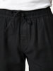 Men's Black Straight Fit Linen Cargo Pants with 6 Pockets