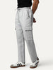 Men's Light Grey Straight Fit Linen Cargo Pants with 6 Pockets