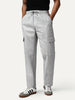 Men's Light Grey Straight Fit Linen Cargo Pants with 6 Pockets