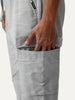 Men's Light Grey Straight Fit Linen Cargo Pants with 6 Pockets