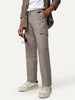 Men's Light Khaki Straight Fit Linen Cargo Pants with 6 Pockets