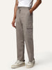 Men's Light Khaki Straight Fit Linen Cargo Pants with 6 Pockets