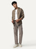 Men's Light Khaki Straight Fit Linen Cargo Pants with 6 Pockets