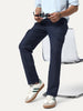 Men's Navy Straight Fit Linen Cargo Pants with 6 Pockets